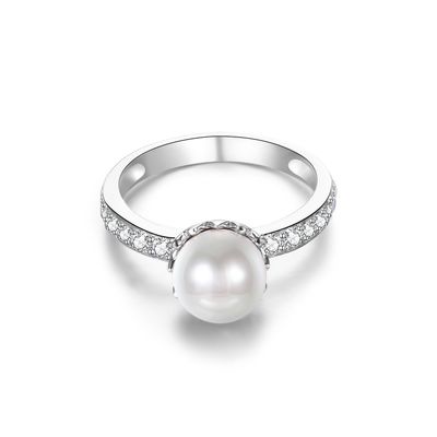 15.8mm 1.38 جرام خاتم الماس على شكل لؤلؤة ODM Fiancée خاتم الفضة الاسترليني