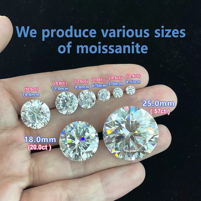 الحلقة البيضاء الفضفاضة الماس موسانيت 1.0 CT لكل حزمة حجم صغير مستدير موسانيت