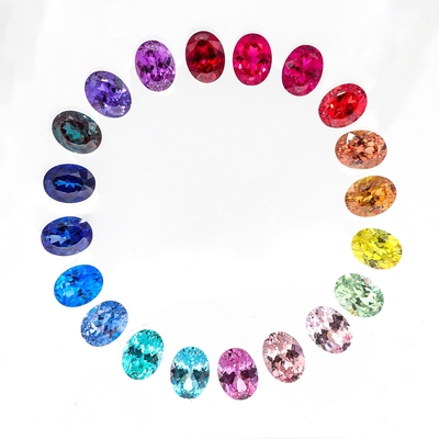 ملونة 6 * 8 ملم بيضاوي قطع مختبر نمت الماس 22 متعددة الألوان 1.5ct الزعفري ياقوت الزمرد حجر كريم فضفاض