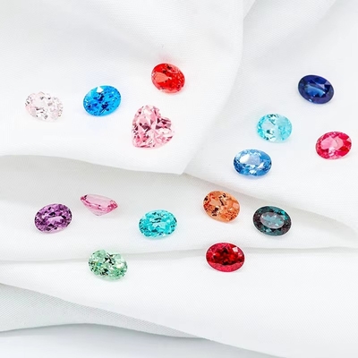 ملونة 6 * 8 ملم بيضاوي قطع مختبر نمت الماس 22 متعددة الألوان 1.5ct الزعفري ياقوت الزمرد حجر كريم فضفاض