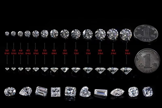 شهادة GRA قطع موسانيت الأبيض الماس الأميرة بيض اللؤلؤ Asscher لامعة الزمرد قطع حجارة موسانيت فضفاضة VVS