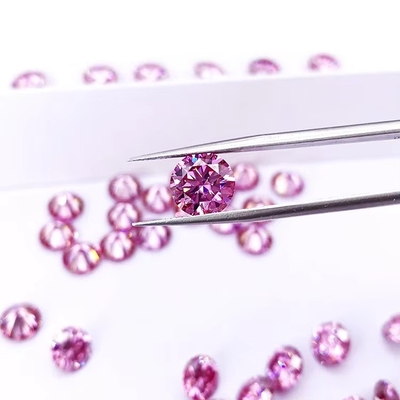 مصنع بيع بالجملة الزهري موسانيت الماسية مستديرة القطع الرائعة 3.0mm-12.0mm VVS1 حجارة موسانيت فضفاضة حلقة 4 قيراط