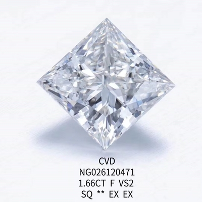 شهادة IGI NGIC المختبر النضج الماس الأميرة مربع قطع 1.66ct F VS2 فضفاض Hpht Cvd الماس موسانيت