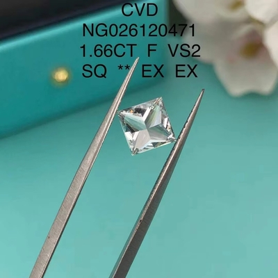 شهادة IGI NGIC المختبر النضج الماس الأميرة مربع قطع 1.66ct F VS2 فضفاض Hpht Cvd الماس موسانيت