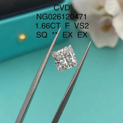 شهادة IGI NGIC المختبر النضج الماس الأميرة مربع قطع 1.66ct F VS2 فضفاض Hpht Cvd الماس موسانيت