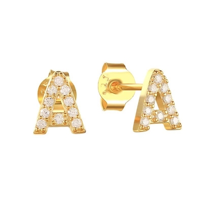 الأقراط الفضية الفاخرة من الفئة A-z الأقراط الحروفية 18 كارت من الذهب المصفوفة 925 الأقراط الفضية