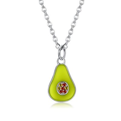 1.1x0.8cm 5A 17.7 '' الكمثرى على شكل قلادة فضة القلائد والمجوهرات 2.9g