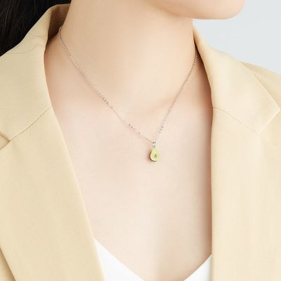 1.1x0.8cm 5A 17.7 '' الكمثرى على شكل قلادة فضة القلائد والمجوهرات 2.9g