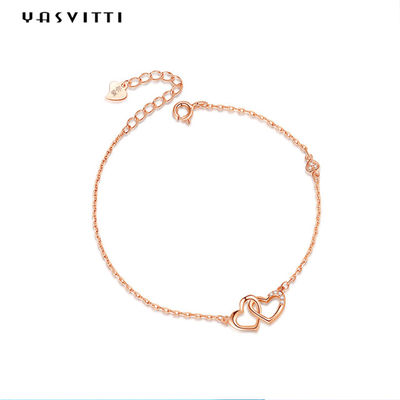 ODM 7.8in 304 SS Slider Bracelets Silver 18k Rose Gold Open Heart سوار