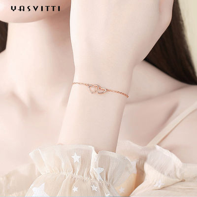 ODM 7.8in 304 SS Slider Bracelets Silver 18k Rose Gold Open Heart سوار