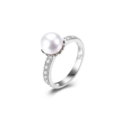 15.8mm 1.38 جرام خاتم الماس على شكل لؤلؤة ODM Fiancée خاتم الفضة الاسترليني