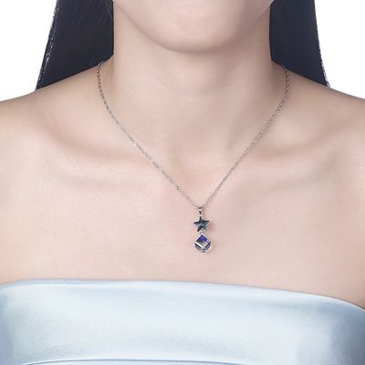 5A 3.7g 45cm مكعب زركونيا ستار قلادة ODM فضة قلادة الماس