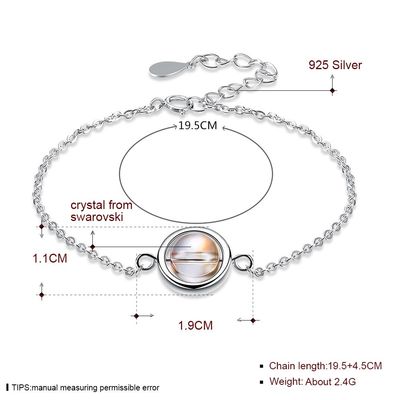 0.64ft 2.4g الفضة الاسترليني أساور المنزلق S925 سوار حبة مستدير قابل للتعديل