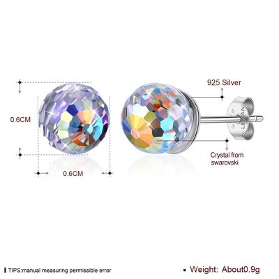 0.6X0.6 سنتيمتر 0.9 جرام أقراط فضة مجوهرات المولد الكرة مربط القرط SGS