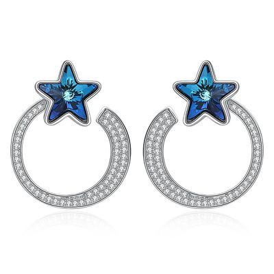7.2g 2.6x2.1cm أقراط على شكل نجمة هدية 5A CZ أقراط فضية صلبة