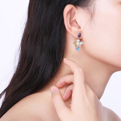 هدية الماس والمجوهرات الفضية الاسترليني الاقراط