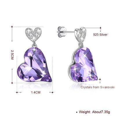 0.98x0.55in أقراط من الفضة الإسترليني على شكل قلب
