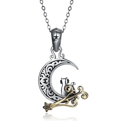 5.1 جرام 19 مللي متر Moon Cat Necklace SGS Party Ladies Silver Necklaces