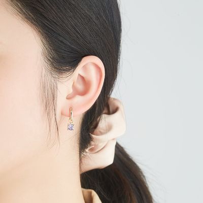 0.67in 2.2 جرام أطقم مجوهرات من الفضة الإسترليني مطلية بالبلاتينيوم أقراط فضية بإبرة تشيكوسلوفاكيا