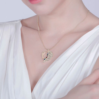 S925 Sterling Silver Love Personalized Custom Name Letter Mother'S Birthstones Day Engraved Heart Love Memory Necklace