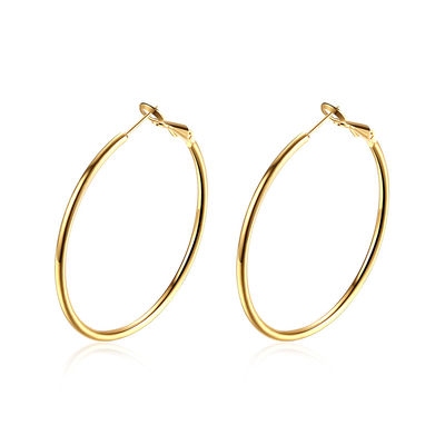 40mm مطلية بالذهب مخصص هوب أقراط جولة 8.2g روز الذهب OEM المشاركة